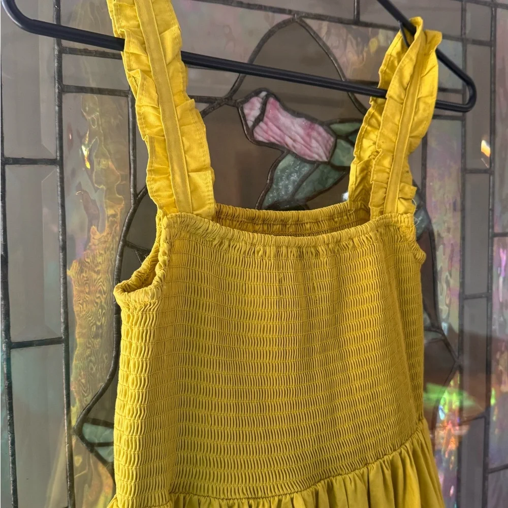 Anthropologie opt Colette smocked tiered Cotton Dress in Chartreuse Size S - Picture 8 of 8